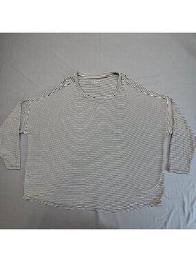 Loft Plus 20/22 Long Sleeve Striped Top Black/White Stretch Soft